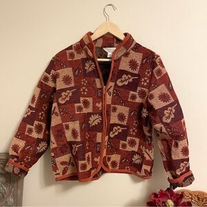 Christopher & Banks - Red and Brown Tapestry Patchwork Jacket - Size L